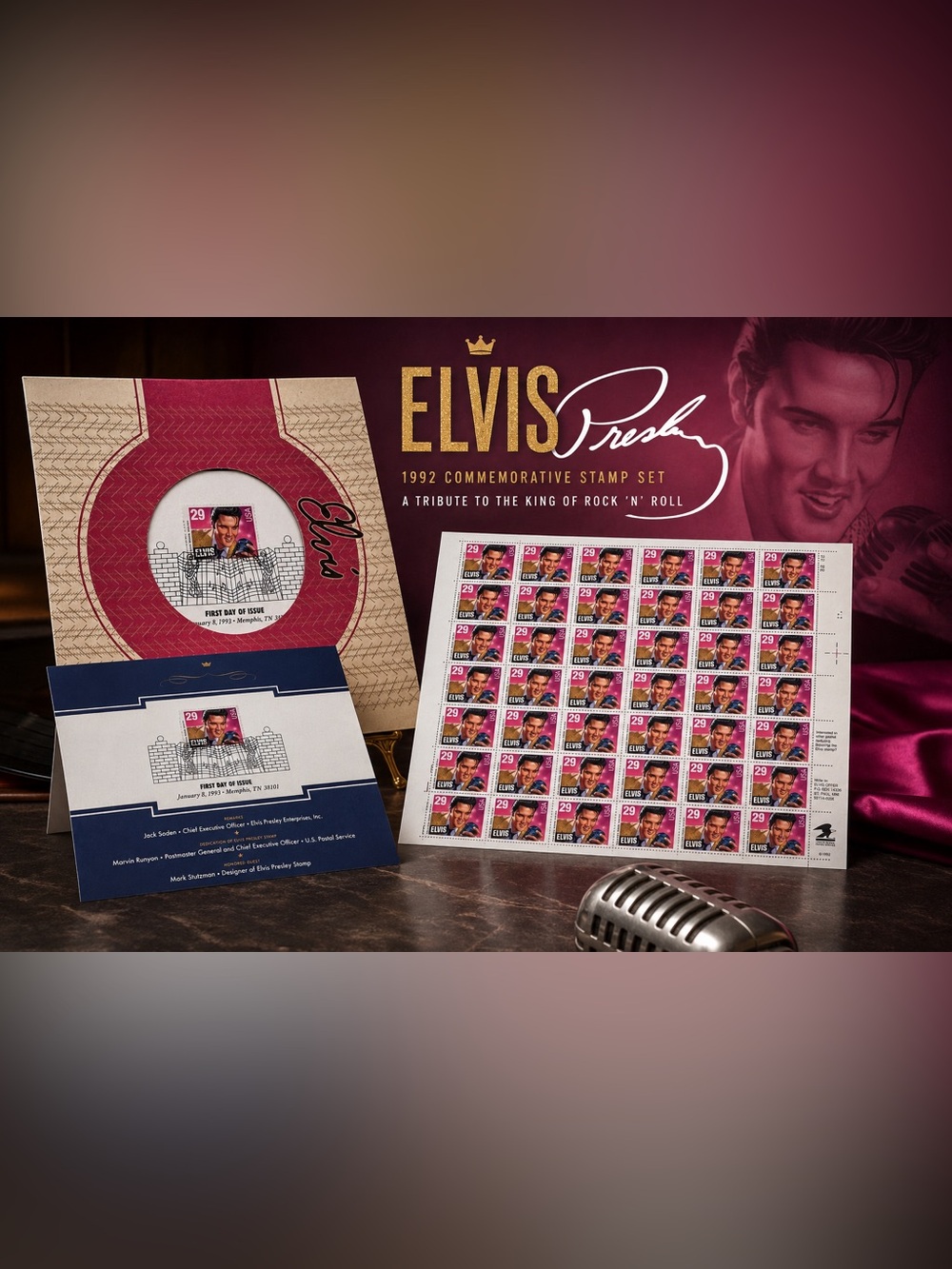 Elvis Presley 1993 USPS Stamp Collection Full Sheet FDC Folder Souvenir Set